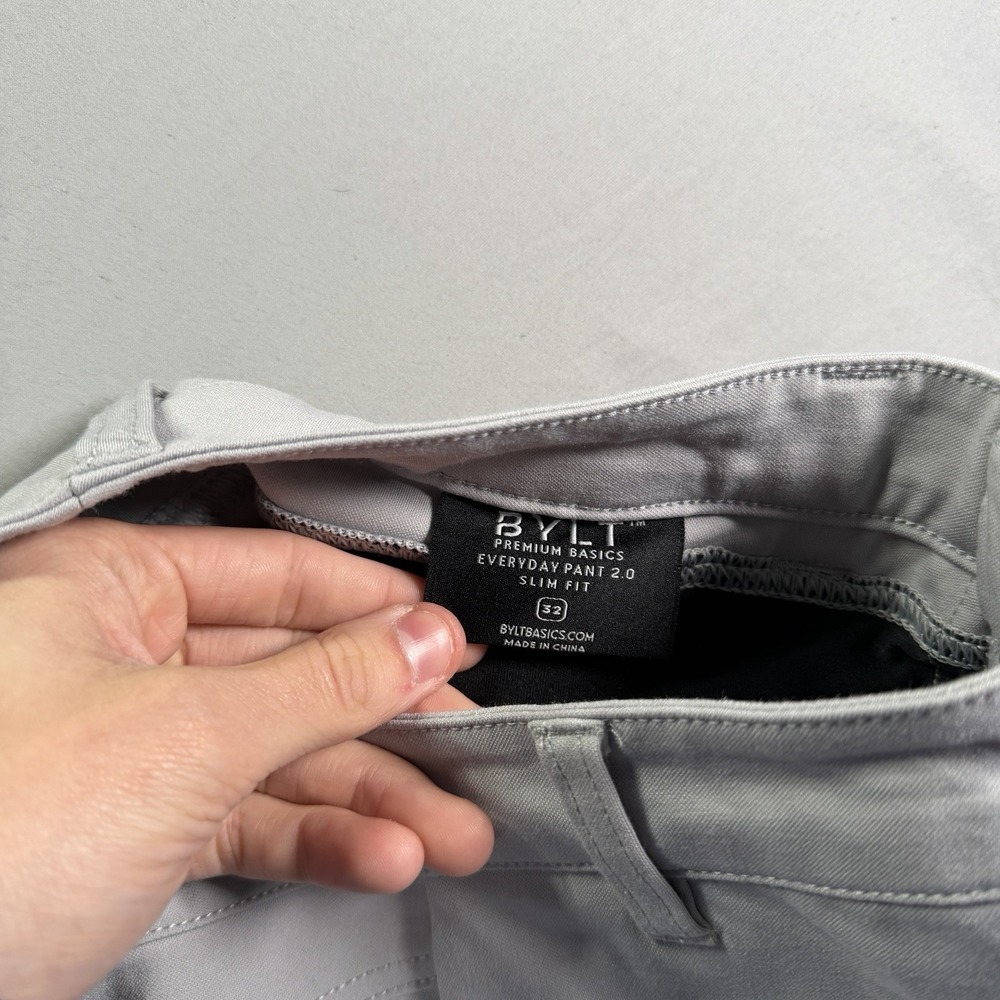 BYLT Pants Mens 32 Gray Everyday Pant 2.0 Slim Fit Chino Casual Zip Pocket Golf - Picture 7 of 10
